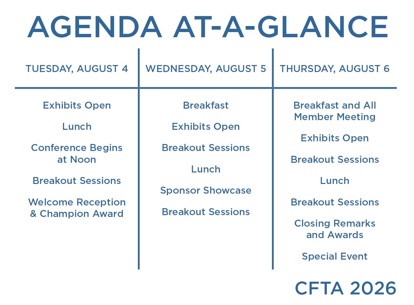 CFTA 2026 Agenda at a Glance