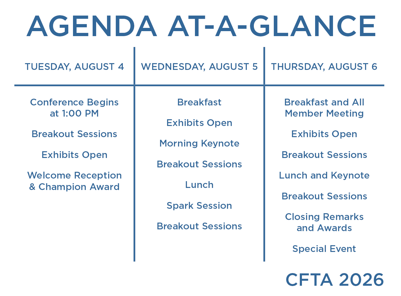 2026 Agenda at a Glance